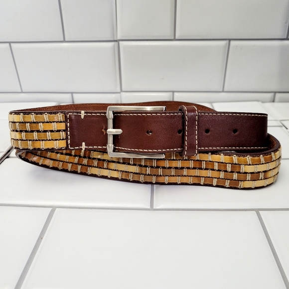 Tommy Bahama Other - TOMMY BAHAMA Men’s Unique Brown Multi Tone Leather Belt Silver Hardware 1inWSiz